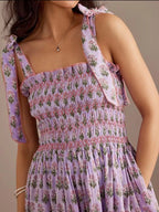 Floral Smocked Tie-shoulder Midi Dress (5)