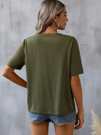 Embroidered Notched Short Sleeve T-shirt (7)
