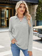 Ribbed Johnny Collar Long Sleeve T-shirt (14)