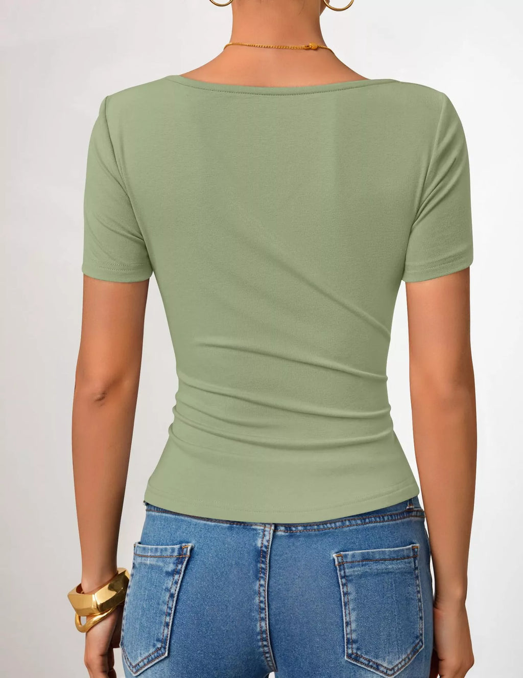 Asymmetrical Neckline Fitted T-shirt (21)