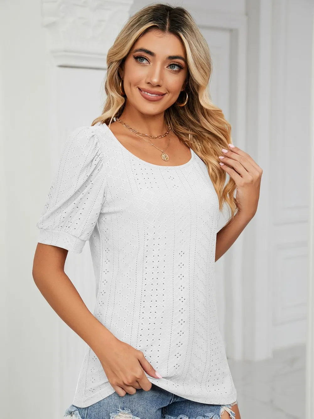 Ruched Notched Long Sleeve T-shirt (18)