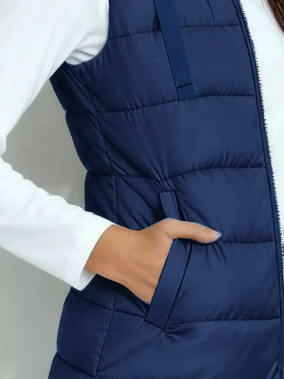 Zip Up Longline Hooded Puffer Vest Coat (6)