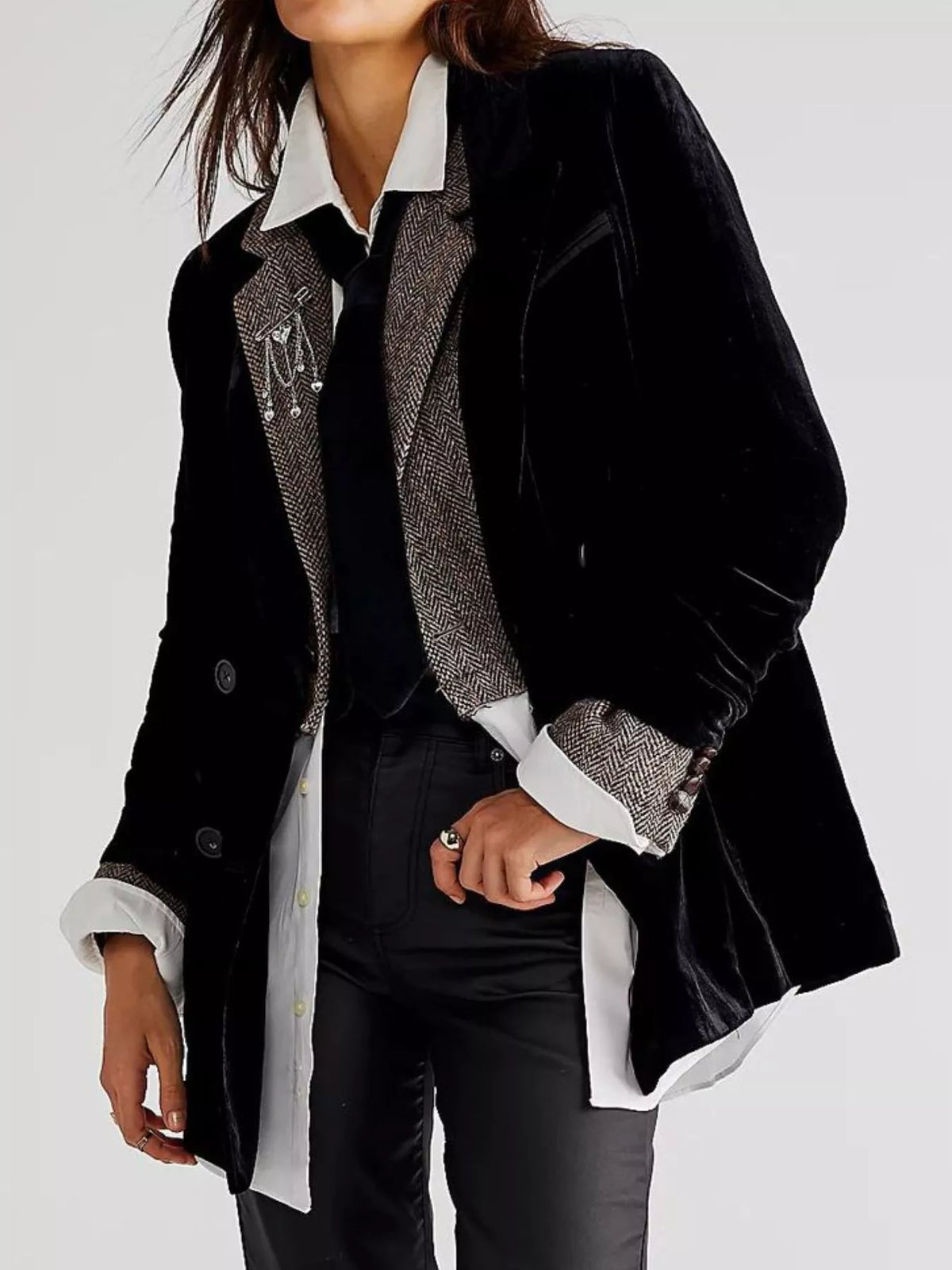 Lapel Collar Button Up Blazer (7)