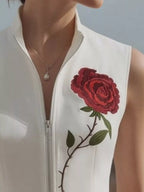 Rose Zip Up Sleeveless Shirt (2)