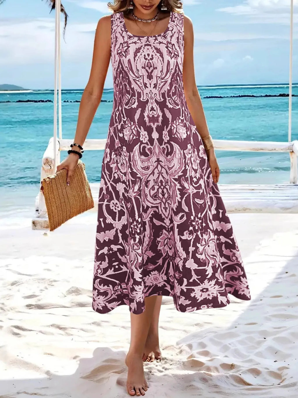 Printed Sleeveless Midi Dress (7)