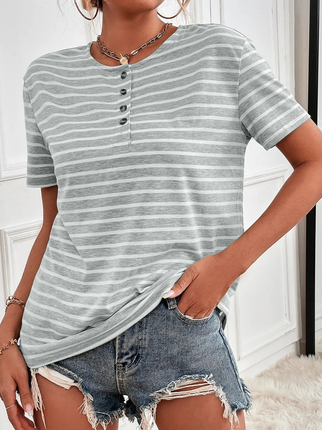 Striped Short Sleeve Top (5)
