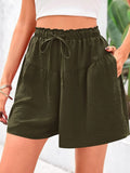 Full Size Casual Drawstring High Waist Relaxed Shorts Plus