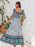 Floral Flounce Sleeve Midi Dress (12)