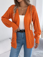 Openwork Open-front Long Sleeve Cardigan (4)