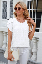 Swiss Dot Round Neck Short Sleeve T-shirt (11)
