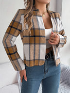 Plaid Open Front Long Sleeve Jacket (11)