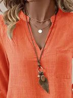 Roll-up Sleeve Notched Blouse (17)