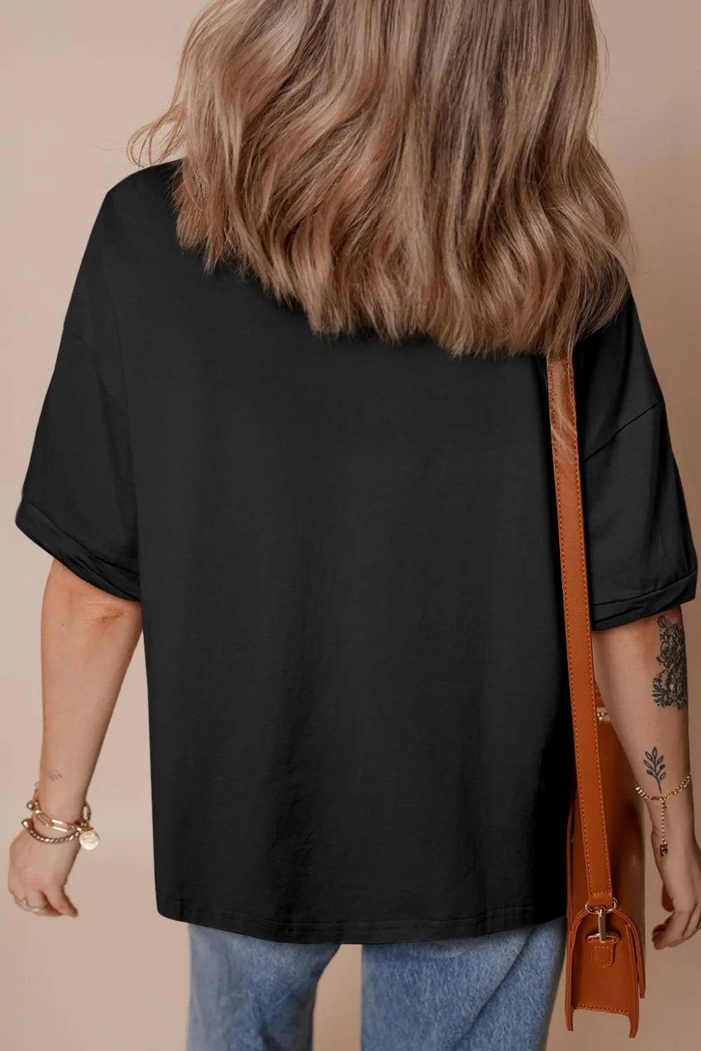 Loose Half Sleeve Hi Low Hem T Shirt (18)