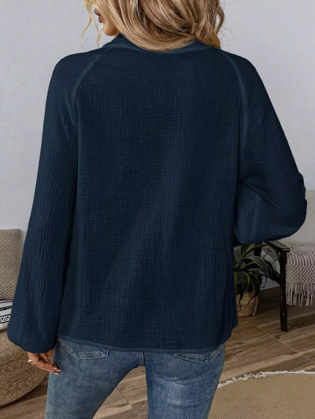 Paisley Notched Balloon Sleeve Blouse (11)