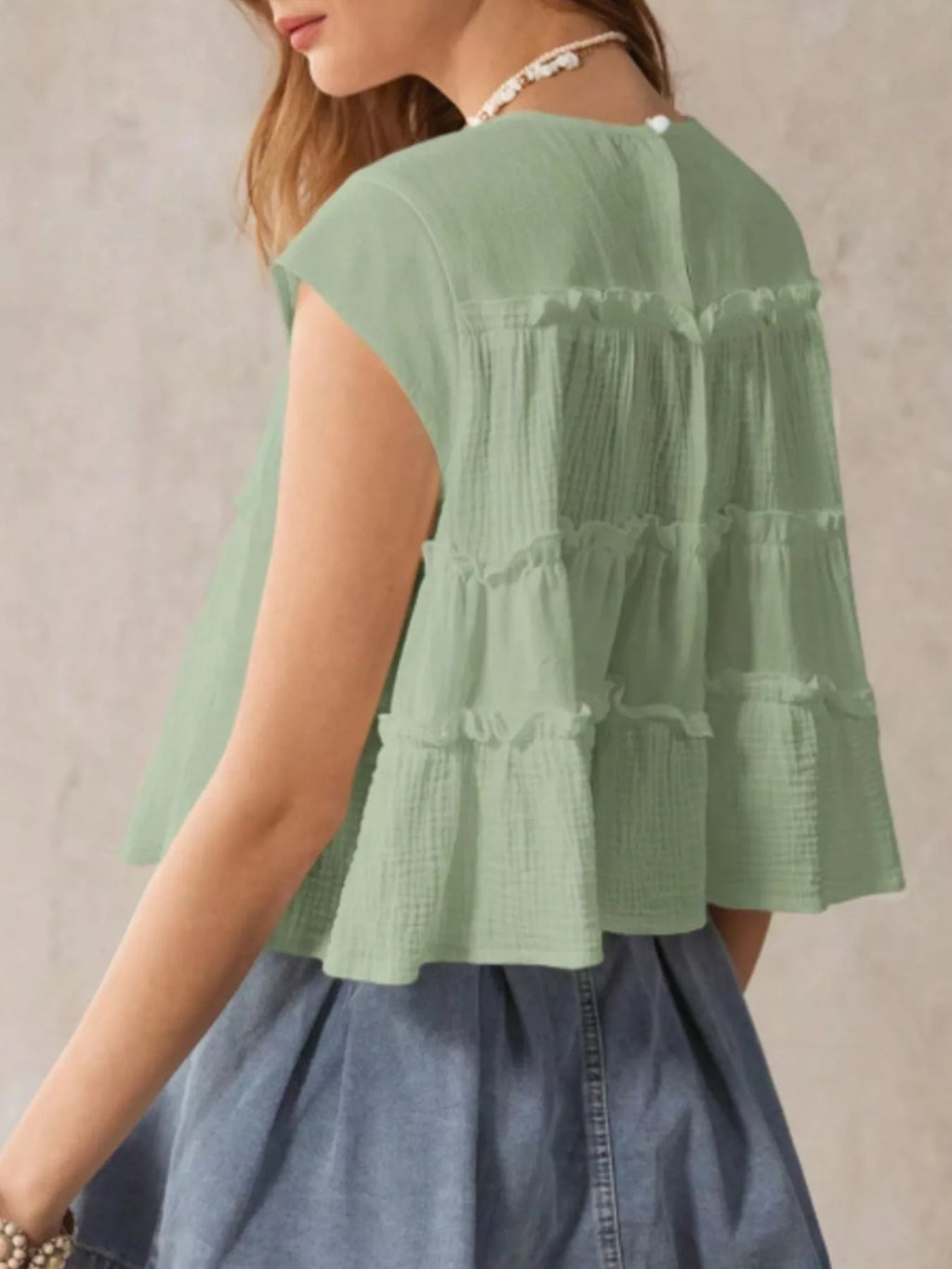 Tiered Cap Sleeve Blouse (15)