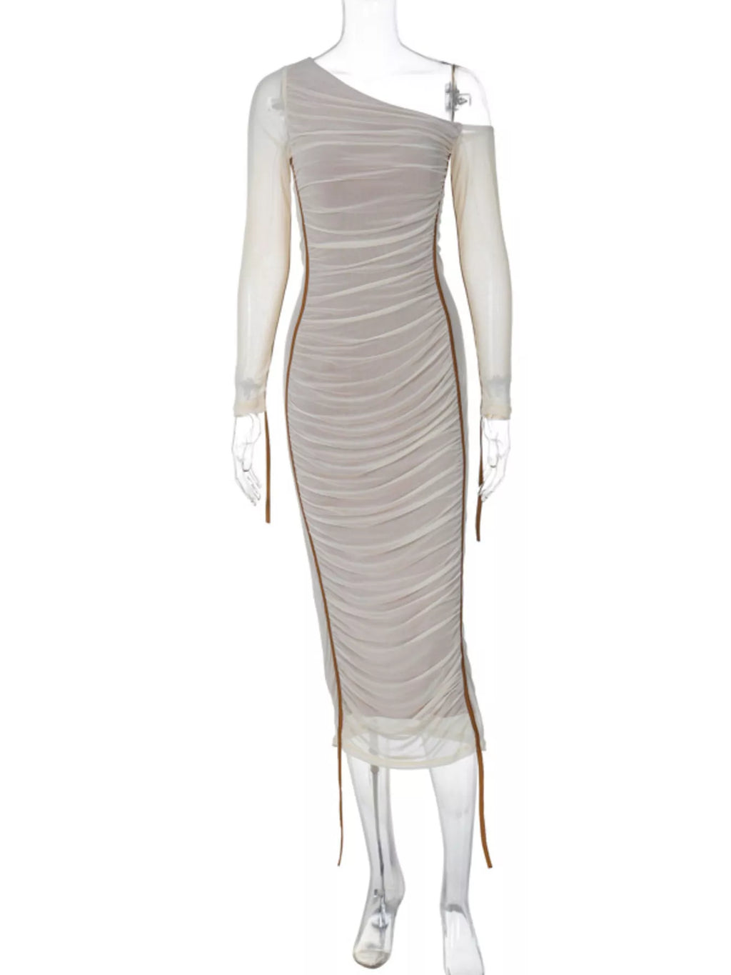 One-shoulder Ruched Bodycon Midi Dress (8)