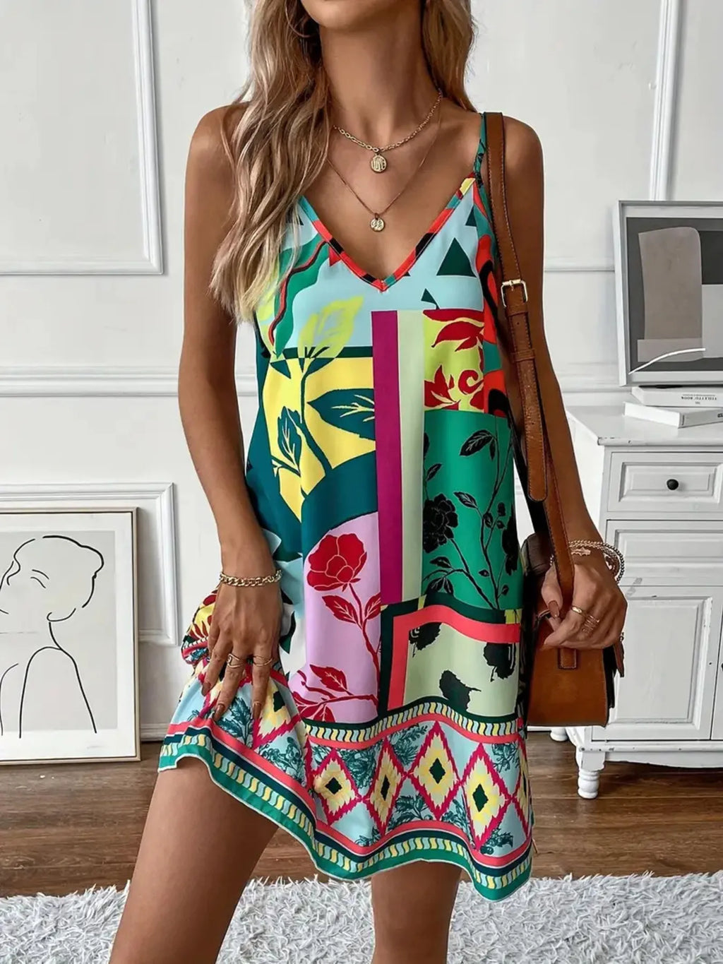 Abstract Print Cami Mini Dress (5)