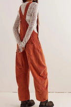 Corduroy Wide-leg Overall Adjustable Straps (2)