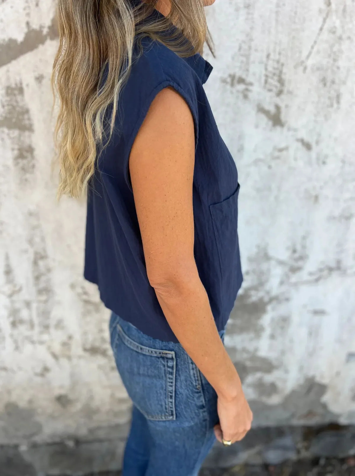 Full Size Button Down Cap Sleeve Linen Shirt Plus (12)