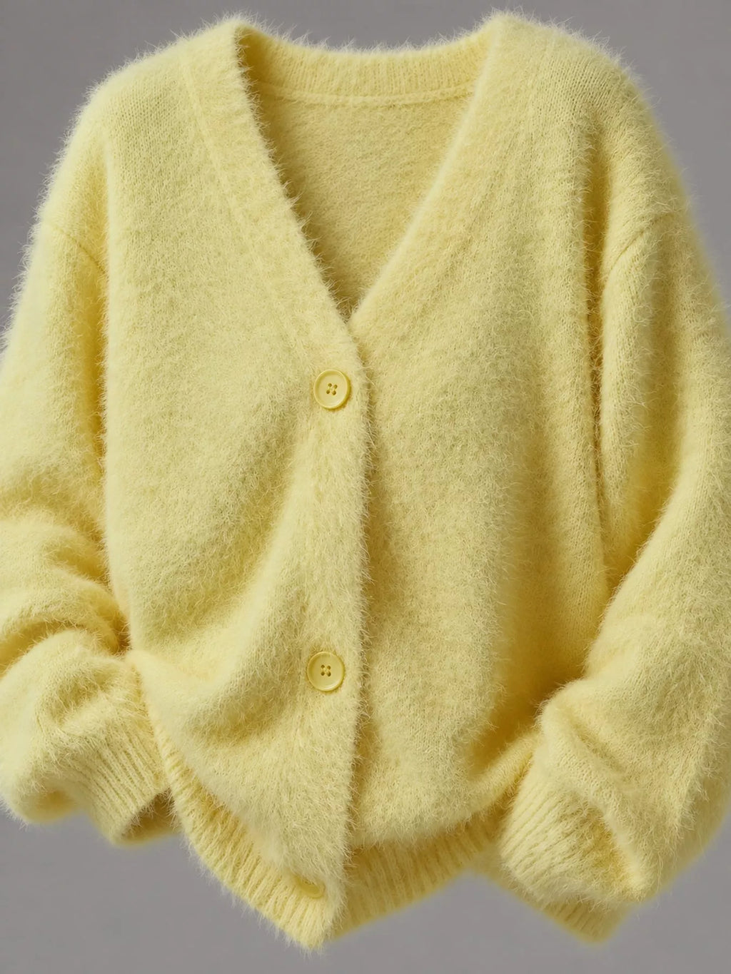 Fuzzy V-neck Button-down Cardigan (25)