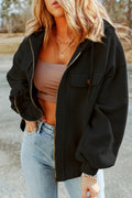 Zip-up Drawstring Hooded Jacket