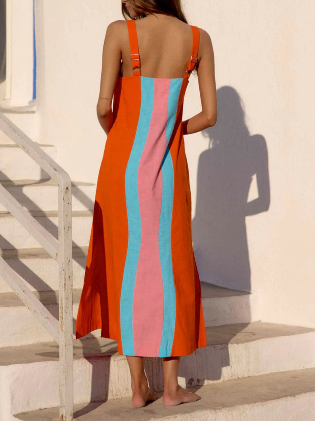 Striped Wide Strap Midi Dress (11)