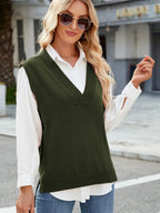 Side Slit V-neck Sweater Vest (26)