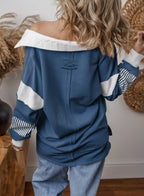 Block Striped Johnny Collar Sweatshirt (17)
