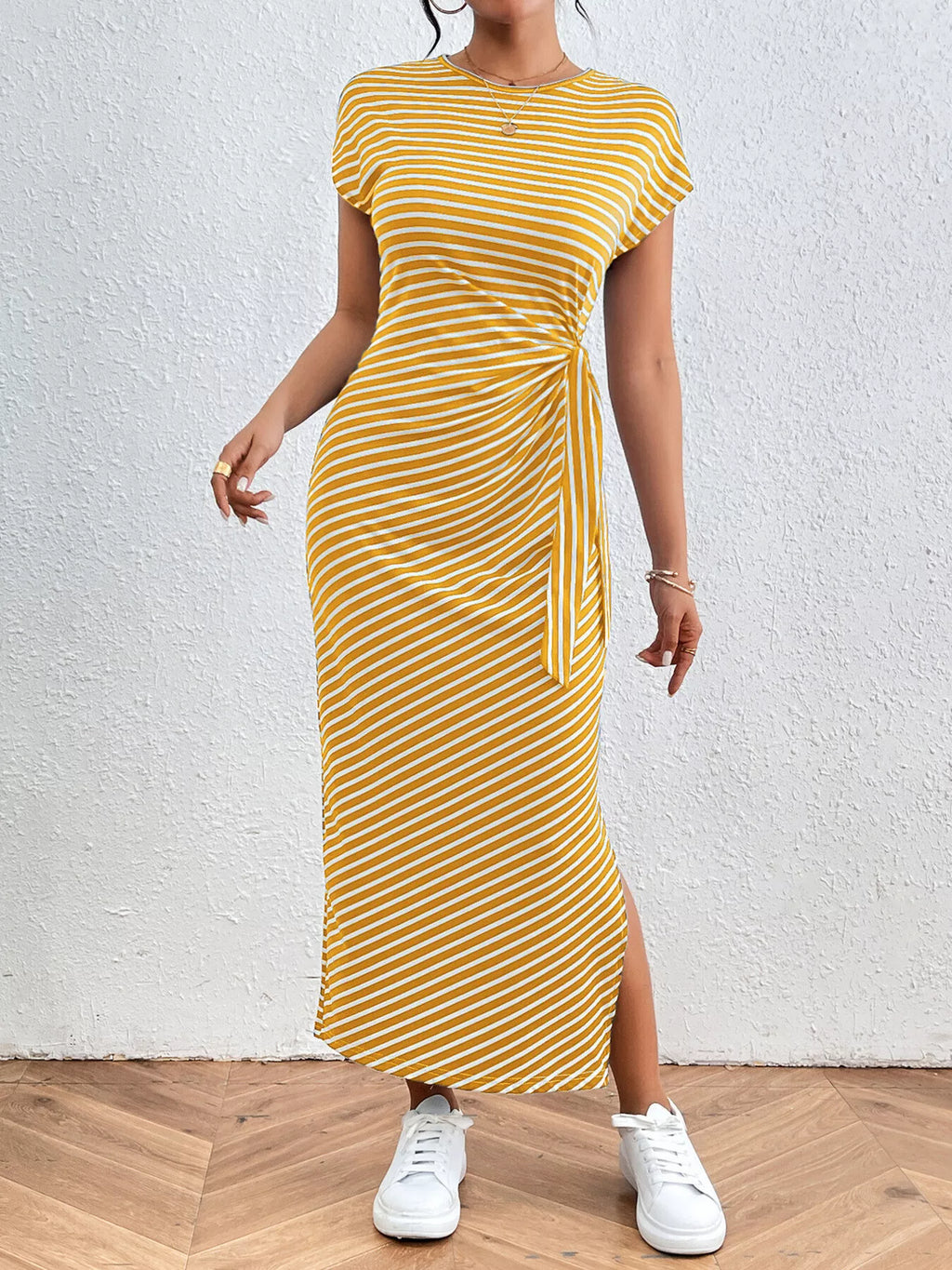 Striped Tie-waist Midi Dress (12)