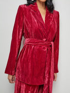 Velvet Lapel Collar Blazer Pants Set