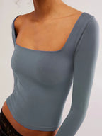 Square Neck Long Sleeve T-shirt (22)