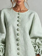 3d Floral 3/4 Sleeve Mini Dress (10)
