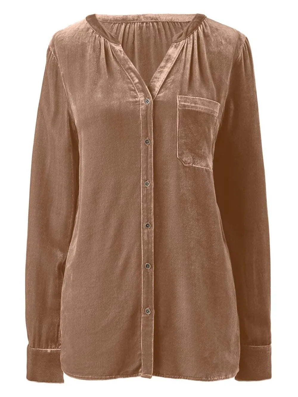 Notched Button Down Long Sleeve Shirt (10)