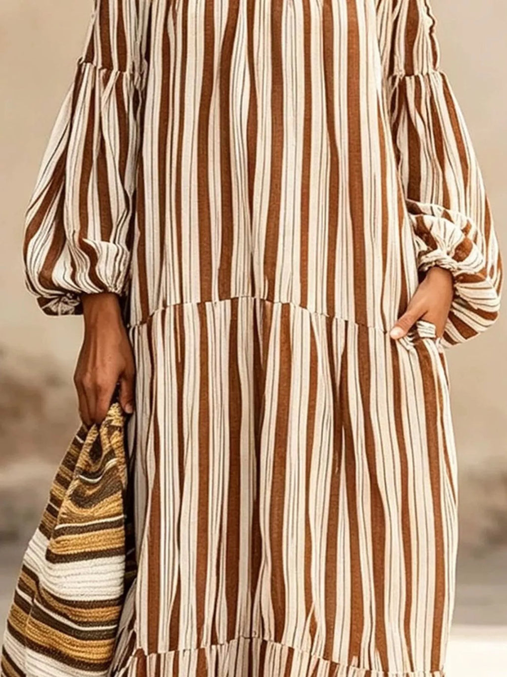 Off-shoulder Striped Maxi Dress (15)