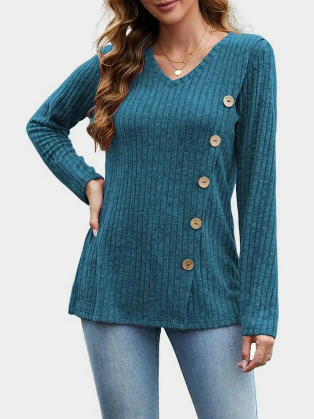 V-neck Long Sleeve T-shirt (22)