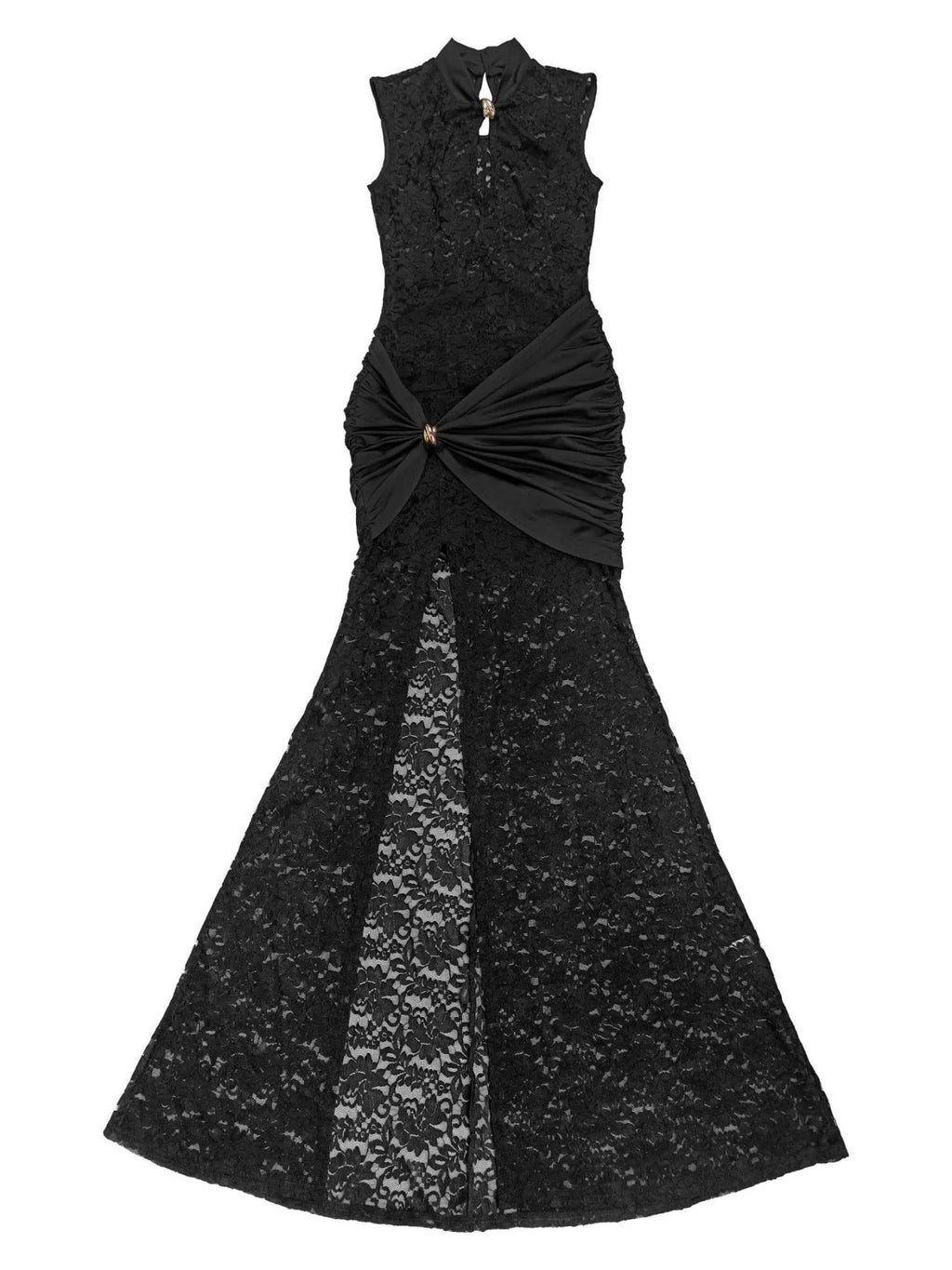 Lace Keyhole High-slit Maxi Dress (6)