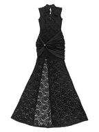 Lace Keyhole High-slit Maxi Dress (6)