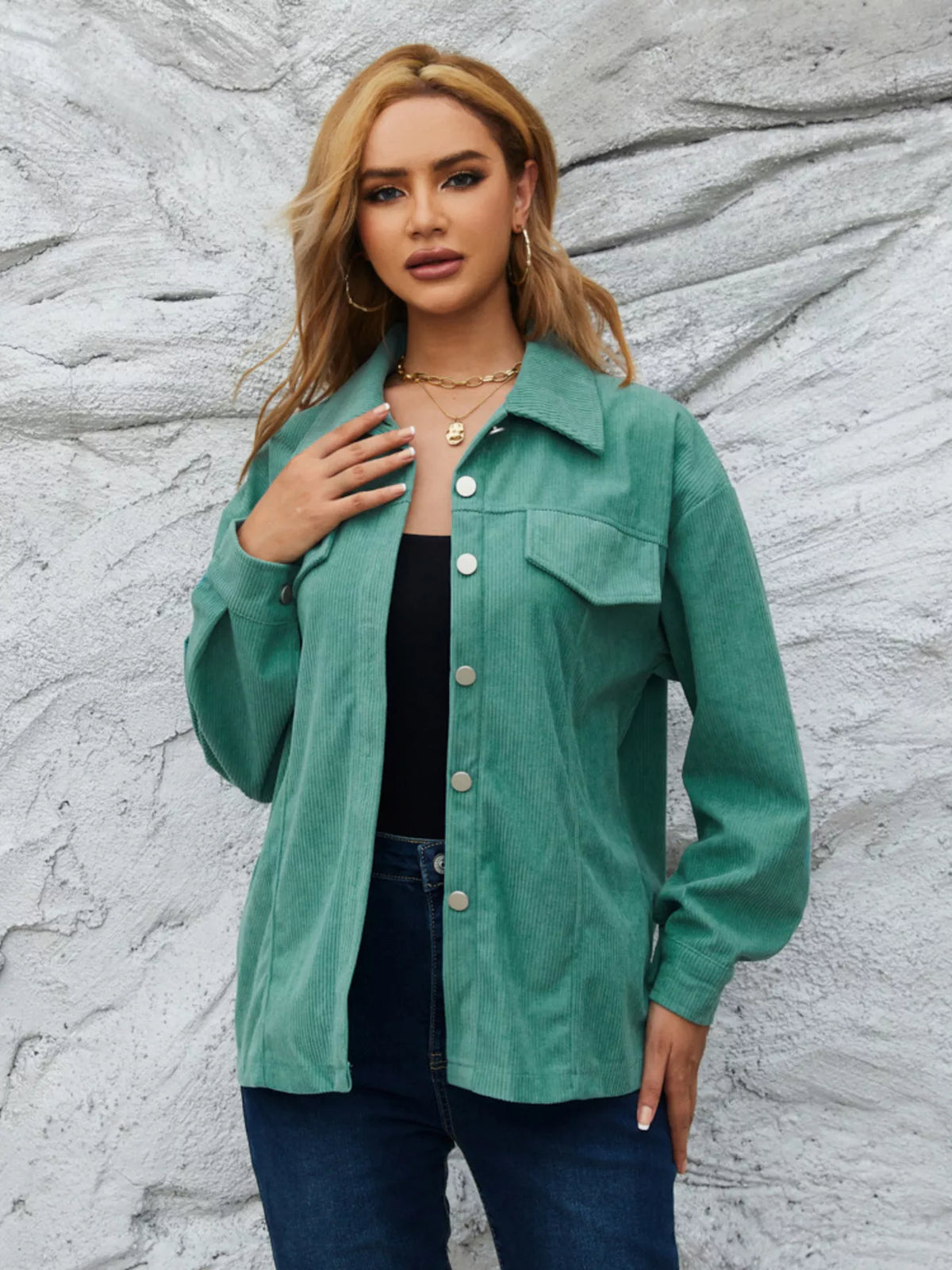 Casual Corduroy Button-down Jacket (9)