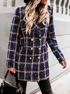 Plaid Tweed Double-breasted Coat (16)