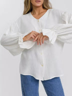 Button Up Flounce Sleeve Shirt (8)
