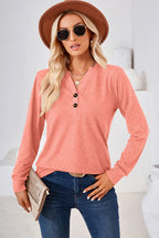 Notched Button Detail Long Sleeve T-shirt (10)