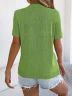 Button Up Short Sleeve Knit Cardigan (5)