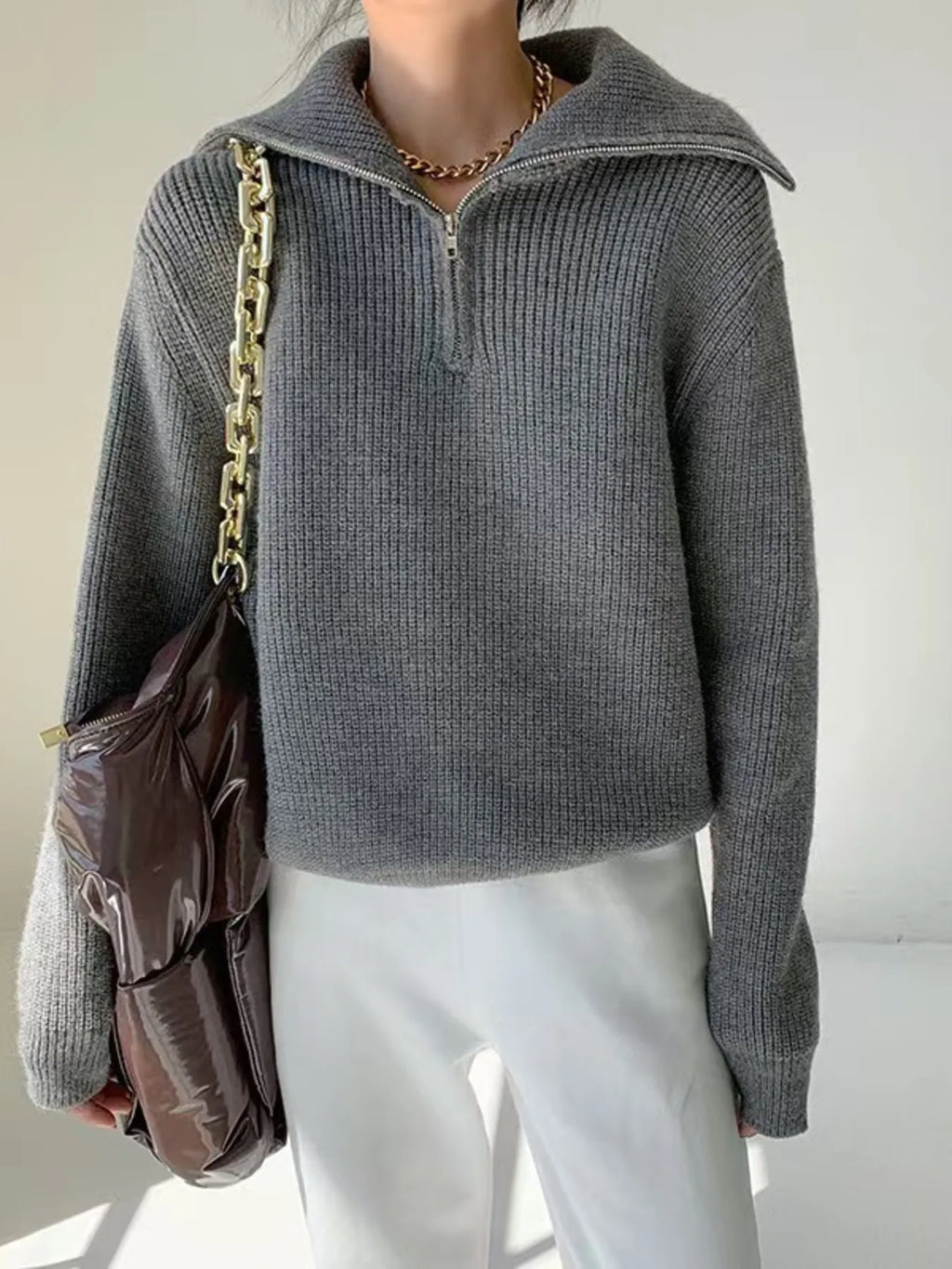 Half-zip Long Sleeve Sweater (7)