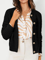 Textured Knit Button-front Cardigan (15)