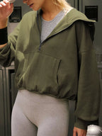 Half-zip Dropped Shoulder Hoodie (6)