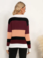 Striped Round Neck Dropped Shoulder Sweater (20)