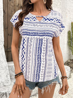 Geometric Print Short Sleeve Blouse (20)
