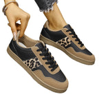 Leopard Lace Up Round Toe Sneakers (5)