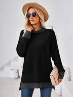 Contrast Mock Neck Long Sleeve T-shirt (9)