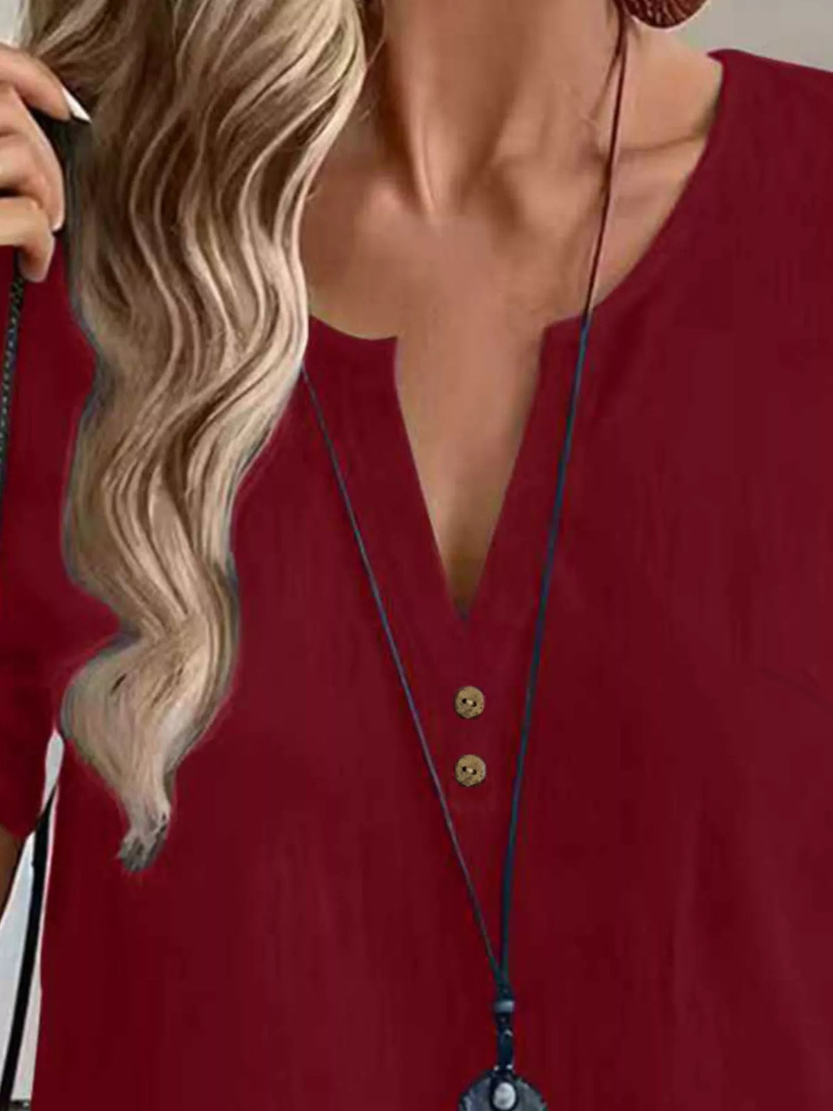Notched Short Sleeve Blouse (8)